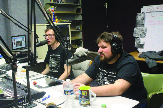 Juniors and Trivia Masters Ridley Tankersley (L) and Kyle Labak on-air during the contest.
